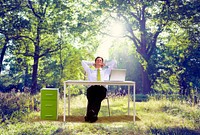 Relaxing Business Working Outdoor Green Nature Concept