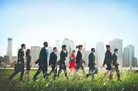 Business People Walking Rushing Hurry Commuter Concept