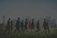 Business People Walking Rushing Hurry Commuter Concept
