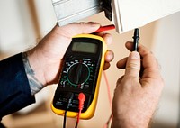 Electrician working house repair installation