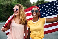 Women with American nation flag