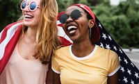 Women with American nation flag