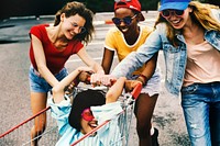 A diverse group of women having fun together