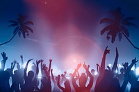 Silhouettes of People Dancing Beach Party Concept