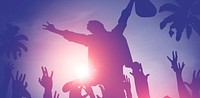 Silhouettes of People in Music Festival by the Beach Concept