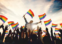 Community Celebration Rainbow Flags Support Concept
