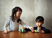 Japanese sibling playing together happiness