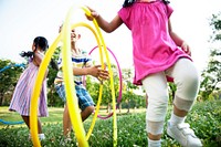 Group of diverse kids playing in the park