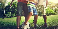 Soccer Friends Boys Playful Nature Offspring Concept