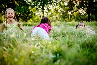 Group of diverse kids playing in the park