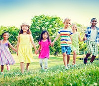 Children Kids Friendship Walking Happiness Concept