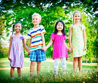 Friendship Children Kids Playing Outdoors Concept