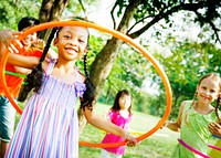 Children Playing Hoop Cheerful Exercise Concept