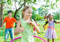 Group of diverse kids playing in the park