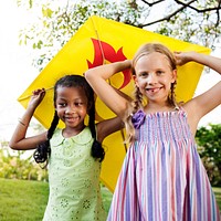 Cute little kids playing in the park