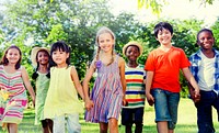 Diverse Children Friendship Playing Outdoors Concept