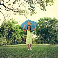 Kite Kid Child Casual Cheerful Leisure Outdoors Concept