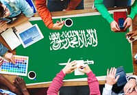 Saudi Arabia National Flag Business Team Meeting Concept