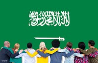 Saudi Arabia National Flag Teamwork Diversity Concept