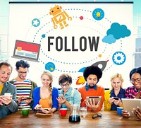 Follow Connecting Networking Sharing Social Media Concept