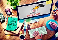 Cyber Attack Crime Fraud Phishing Hacker Security System Concept