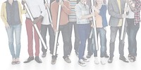 Group of Happy Multi-Ethnic People Holding Sign Poles Concept