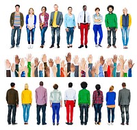 Group of Diverse People Standing with Human Hands