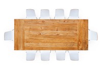Wooden Table with Ten Chairs Around
