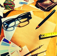 Messy Table Workplace Stationery Concept