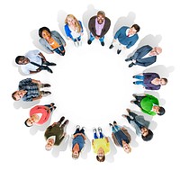 Group of Multiethnic People Forming a Circle Looking Up