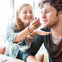 Couple Dating Dessert Restaurant Eating Concept