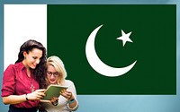 Pakistan National Flag Studying Women Students Concept