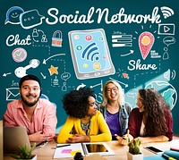 Social Network Online Sharing Connection Concept