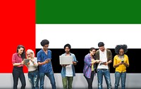 UAE National Flag Studying Diversity Students Concept