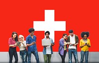 Switzerland National Flag Studying Diversity Students Concept
