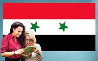 Syria National Flag Studying Women Students Concept