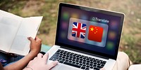 English Chinese Languages Translation Application Concept