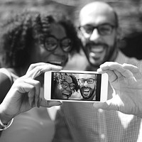 Selfie Technology Couple Social Networking Concept