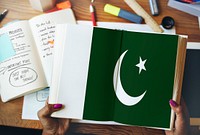 Pakistan National Flag Studying Reading Book Concept