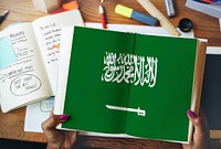 Saudi Arabia National Flag Studying Reading Book Concept