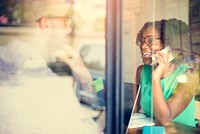 African Lady Talking Phone Concept