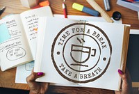 Coffee Break Tea Time Stamp Icon Graphic Concept