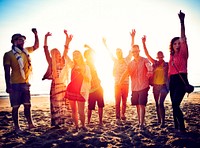 Friends having fun at the beach