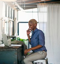 African Businesswoman Laptop Planning Strategy Working Concept