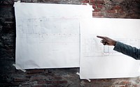 Businessman Architect Blueprint Presentation Working Concept