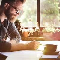 Man Working Home Office Start up Ideas Concept