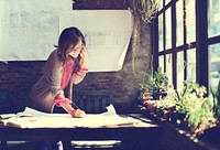 Businesswoman Working Planning Sketch Concept