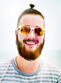 Handsome Man Beach Vacation Lifestyle Portrait Concept