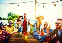 Beach Party Dinner Friendship Happiness Summer Concept