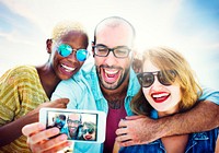 Beach Party Dinner Friendship Happiness Summer Concept